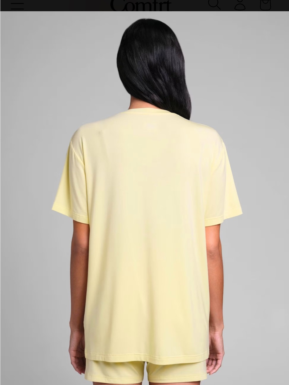 Comfrt Soft Crewneck Short-Sleeve Top in Pale Yellow. Size large. - Picture 4 of 4